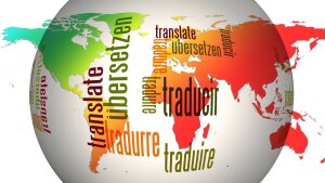 Globus mit dem Wort "Übersetzen" in verschiedenen Sprachen